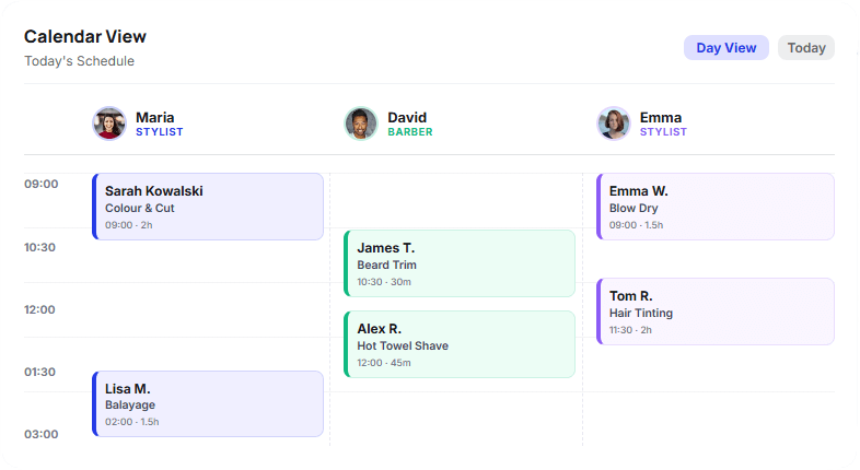 SnipFlow Calendar Mockup